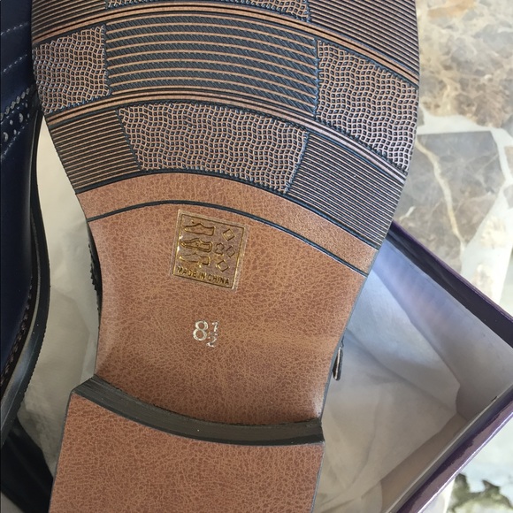 NWT Mens formal slip on leather lining dark navy blue dress shoes - Picture 5 of 12